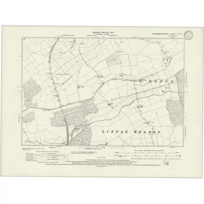 1899 Map of Northamptonshire XI.SE, 1933 Print