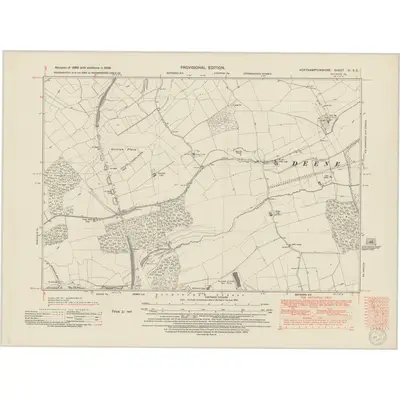 1938 Map of Northamptonshire XI.SE, 1950 Print