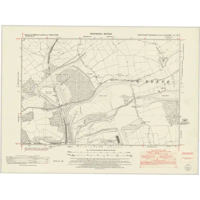 1950 Map of Northamptonshire XI.SE, 1952 Print