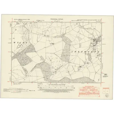1950 Map of Northamptonshire XII.NE, 1952 Print