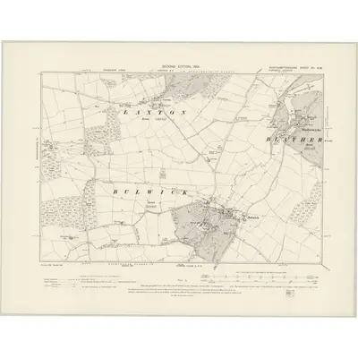 1899 Map of Northamptonshire XII.NW, 1901 Print