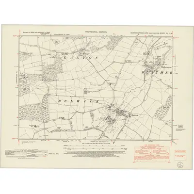 1950 Map of Northamptonshire XII.NW, 1952 Print