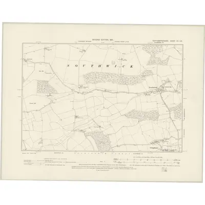 1899 Map of Northamptonshire XII.SE, 1901 Print