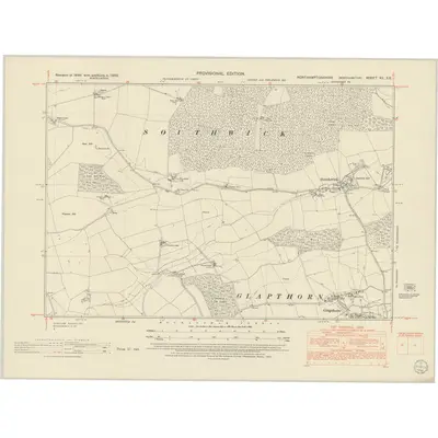 1950 Map of Northamptonshire XII.SE, 1952 Print
