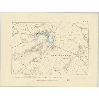 1884 Map of Northamptonshire XII.SW, 1885 Print