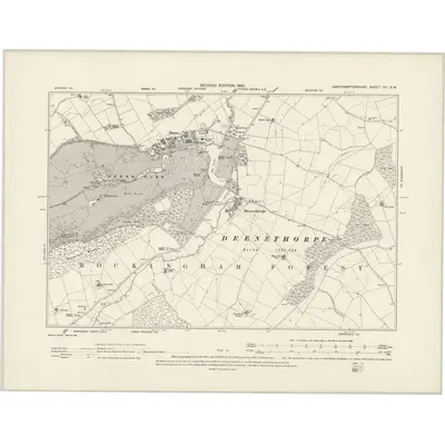 1899 Map of Northamptonshire XII.SW, 1901 Print