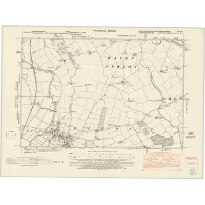 1950 Map of Northamptonshire XIII.NE, 1952 Print