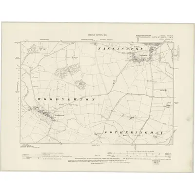 1899 Map of Northamptonshire XIII.NW, 1901 Print