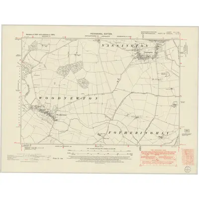1950 Map of Northamptonshire XIII.NW, 1952 Print