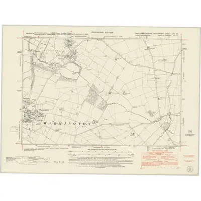 1950 Map of Northamptonshire XIII.SE, 1952 Print