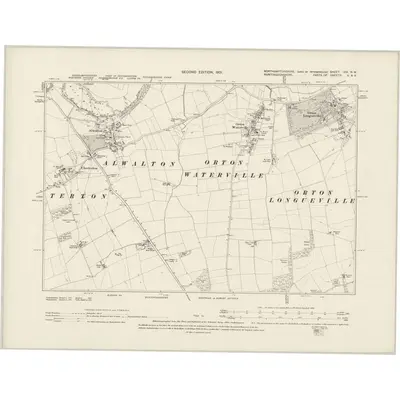 1899 Map of Northamptonshire XIV.NW, 1901 Print