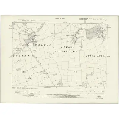1924 Map of Northamptonshire XIV.NW, 1928 Print