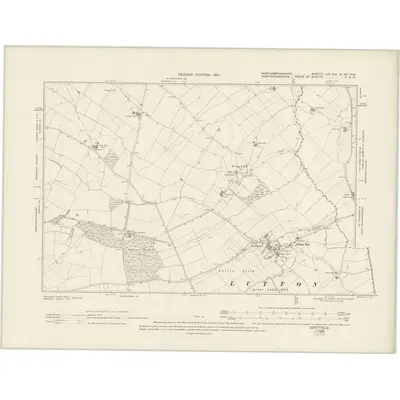 1899 Map of Northamptonshire XIX.NE & XX.NW, 1901 Print