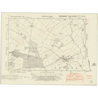 1950 Map of Northamptonshire XIX.NE & XX.NW, 1952 Print