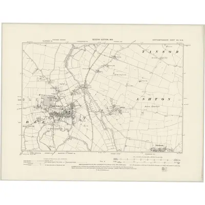 1899 Map of Northamptonshire XIX.NW, 1901 Print