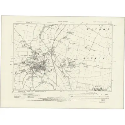 1924 Map of Northamptonshire XIX.NW, 1927 Print