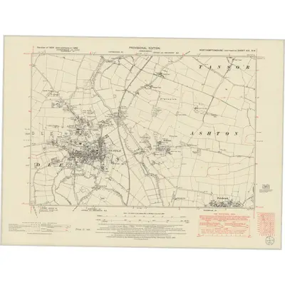 1950 Map of Northamptonshire XIX.NW, 1952 Print