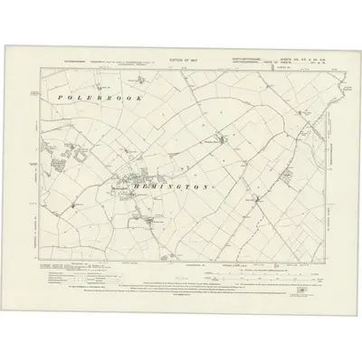 1924 Map of Northamptonshire XIX.SE & XX.SW, 1927 Print