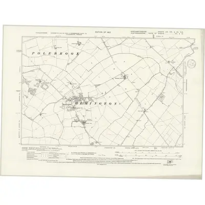 1924 Map of Northamptonshire XIX.SE & XX.SW, 1940 Print