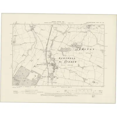 1899 Map of Northamptonshire XIX.SW, 1901 Print