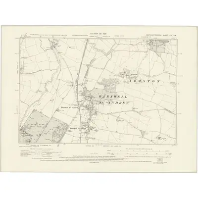 1924 Map of Northamptonshire XIX.SW, 1927 Print