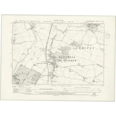 1924 Map of Northamptonshire XIX.SW, 1938 Print