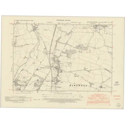 1950 Map of Northamptonshire XIX.SW, 1952 Print