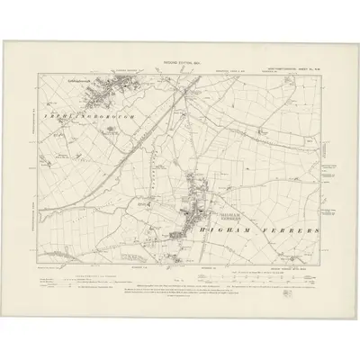 1899 Map of Northamptonshire XL.NW, 1901 Print