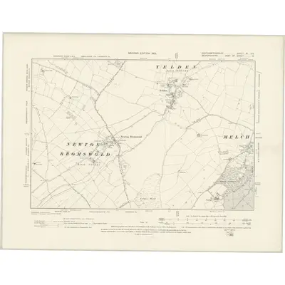 1899 Map of Northamptonshire XL.SE, 1901 Print