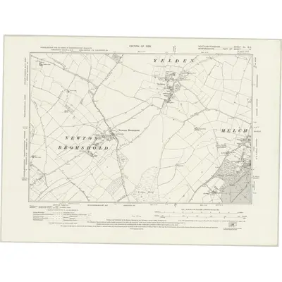 1923 Map of Northamptonshire XL.SE, 1928 Print