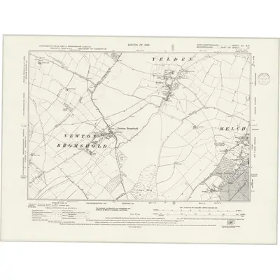 1923 Map of Northamptonshire XL.SE, 1938 Print