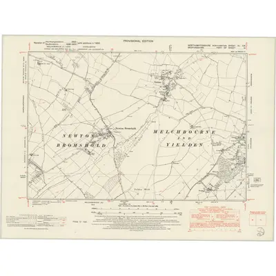 1950 Map of Northamptonshire XL.SE, 1952 Print