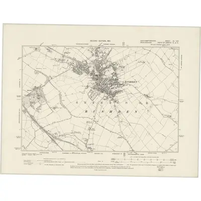 1899 Map of Northamptonshire XL.SW, 1901 Print