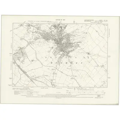 1923 Map of Northamptonshire XL.SW, 1927 Print