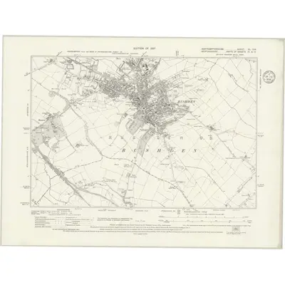 1923 Map of Northamptonshire XL.SW, 1936 Print