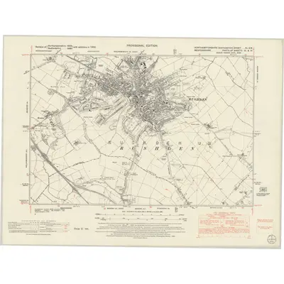 1950 Map of Northamptonshire XL.SW, 1952 Print
