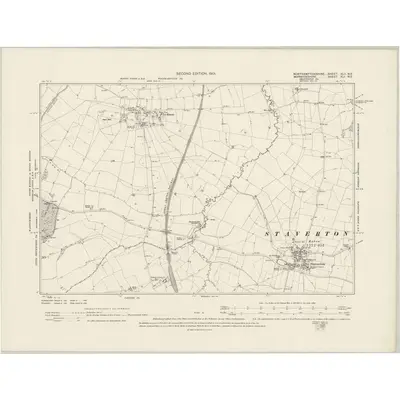 1899 Map of Northamptonshire XLII.NE, 1901 Print