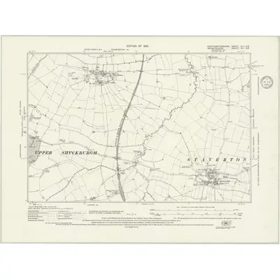 1923 Map of Northamptonshire XLII.NE, 1936 Print