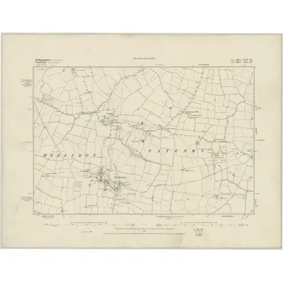1883 Map of Northamptonshire XLII.SE, 1884 Print