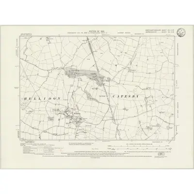 1924 Map of Northamptonshire XLII.SE, 1933 Print