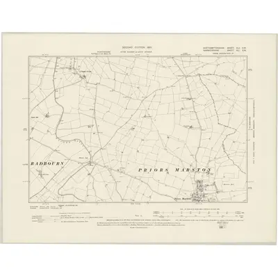 1899 Map of Northamptonshire XLII.SW, 1901 Print