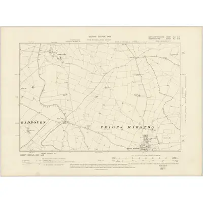 1899 Map of Northamptonshire XLII.SW, 1906 Print