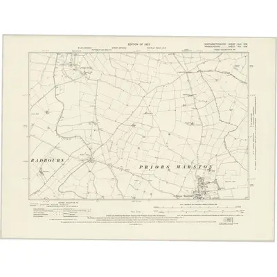 1923 Map of Northamptonshire XLII.SW, 1927 Print