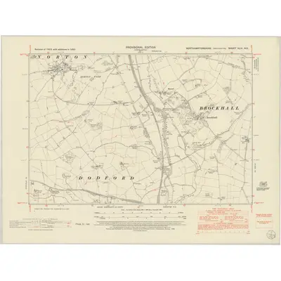1950 Map of Northamptonshire XLIII.NE, 1952 Print