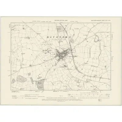 1899 Map of Northamptonshire XLIII.NW, 1900 Print