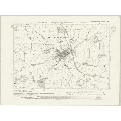 1923 Map of Northamptonshire XLIII.NW, 1936 Print