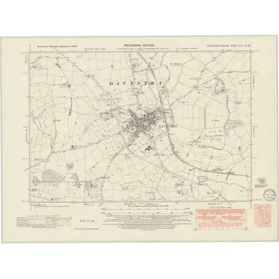 1938 Map of Northamptonshire XLIII.NW, 1949 Print