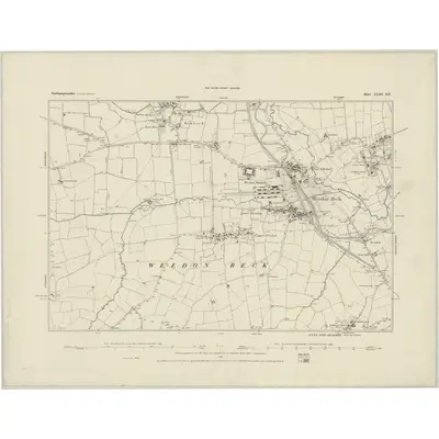 1883 Map of Northamptonshire XLIII.SE, 1884 Print