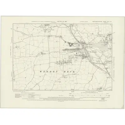 1923 Map of Northamptonshire XLIII.SE, 1927 Print