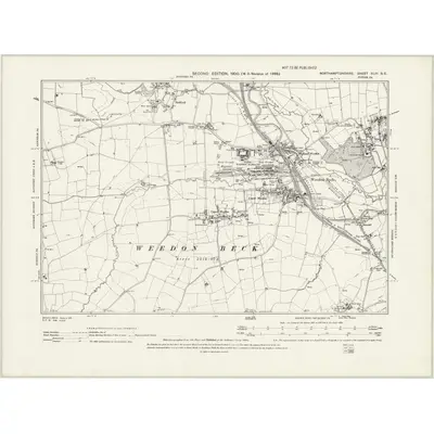 1933 Map of Northamptonshire XLIII.SE, 1941 Print